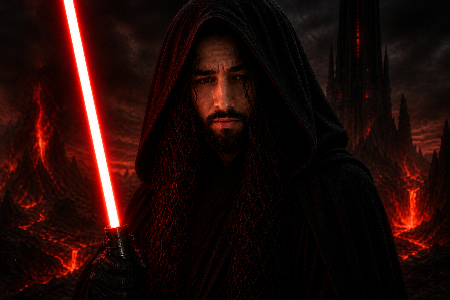 Oom Boris, capuchon op, overgelopen naar de dark side