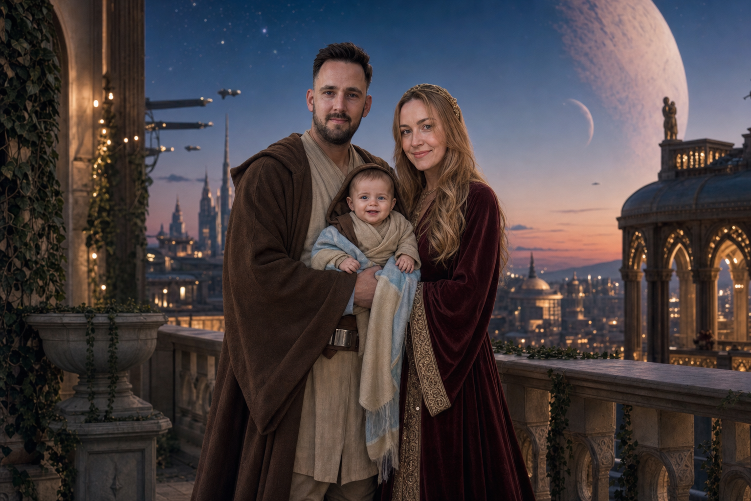 Max en Marjean met hun zoon, de mini-Jedi